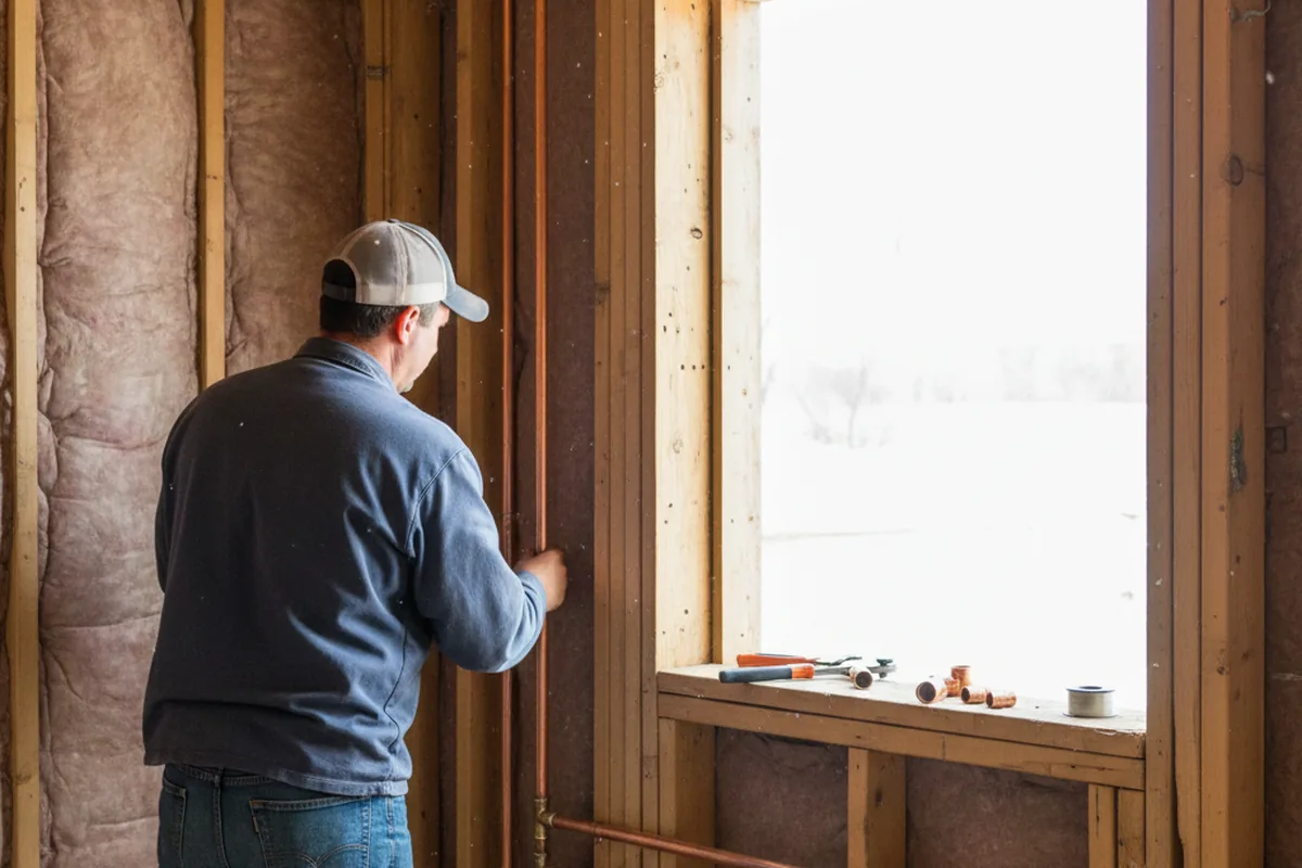 Licensed plumber running new copper supply lines in a Eau Claire home