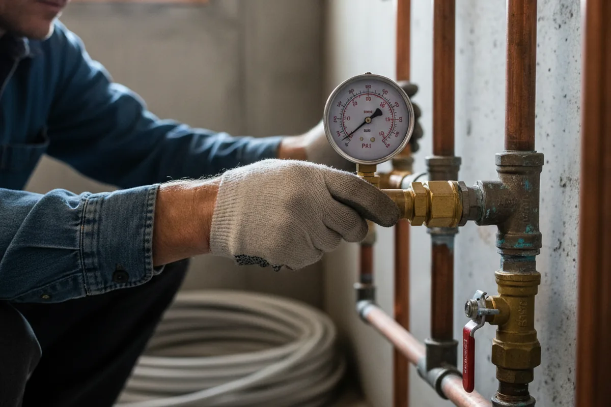 Pressure testing a repaired line during Water Line Repair in Eau Claire